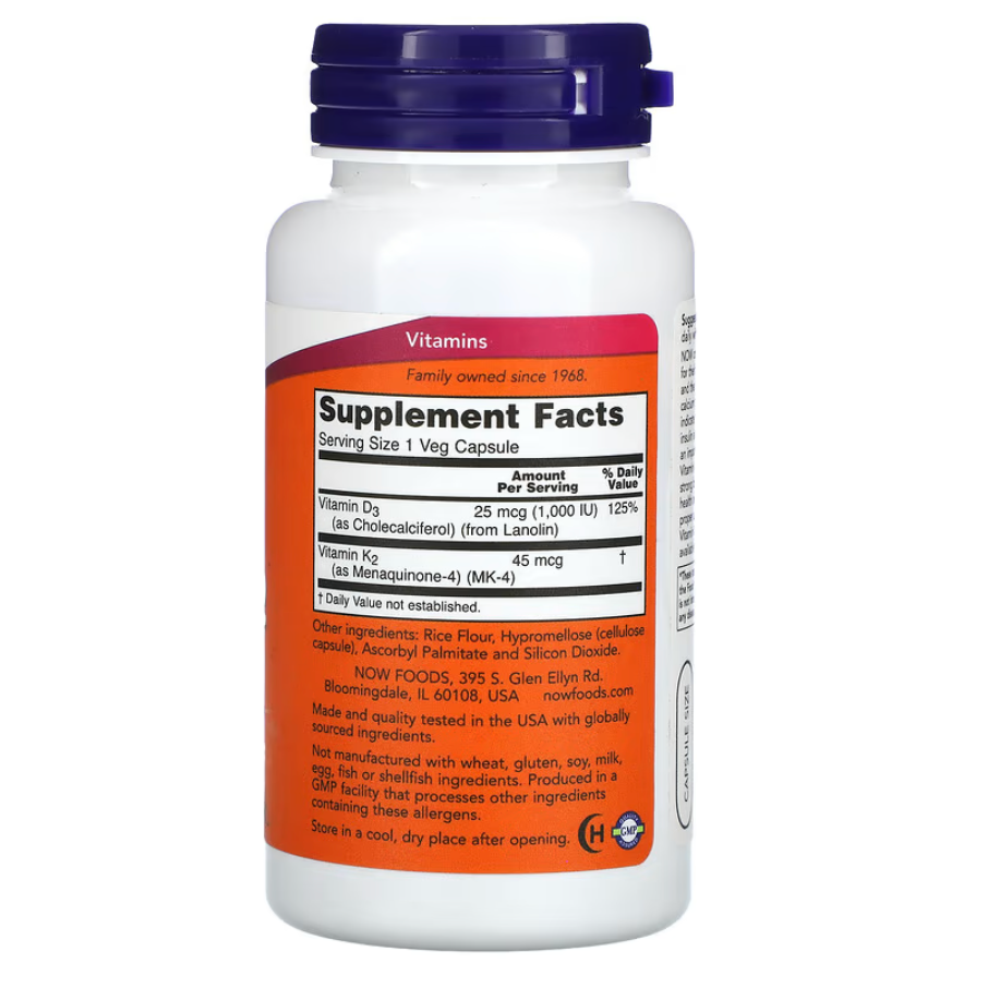 Vitamine D3 & K2 NOW Foods