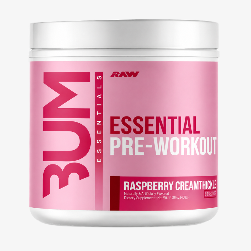 CBUM Essential Pre-Workout Raw Nutrition goût Framboise Raspberry Creamthickle