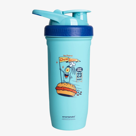 Shaker inox Smartshake 900 ml édition Chum Bucket avec couvercle bleu