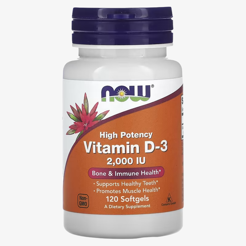 Vitamine D3 2000 UI NOW Foods complément alimentaire 120 capsules