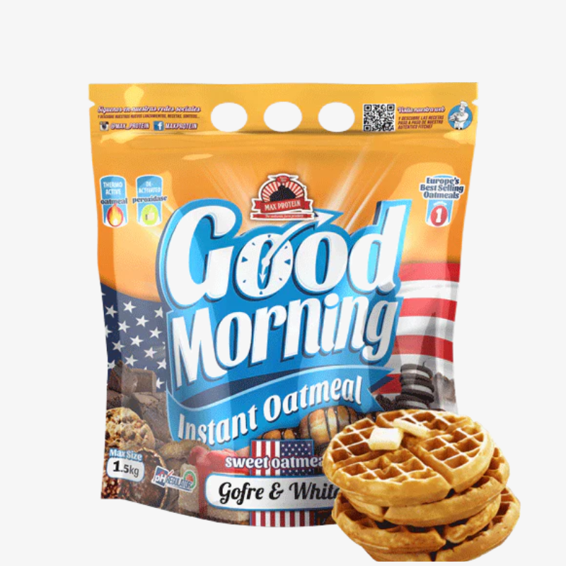 Farine d'avoine Good Morning Max Protein goût Gaufre Chocolat Blanc 1,5 kg