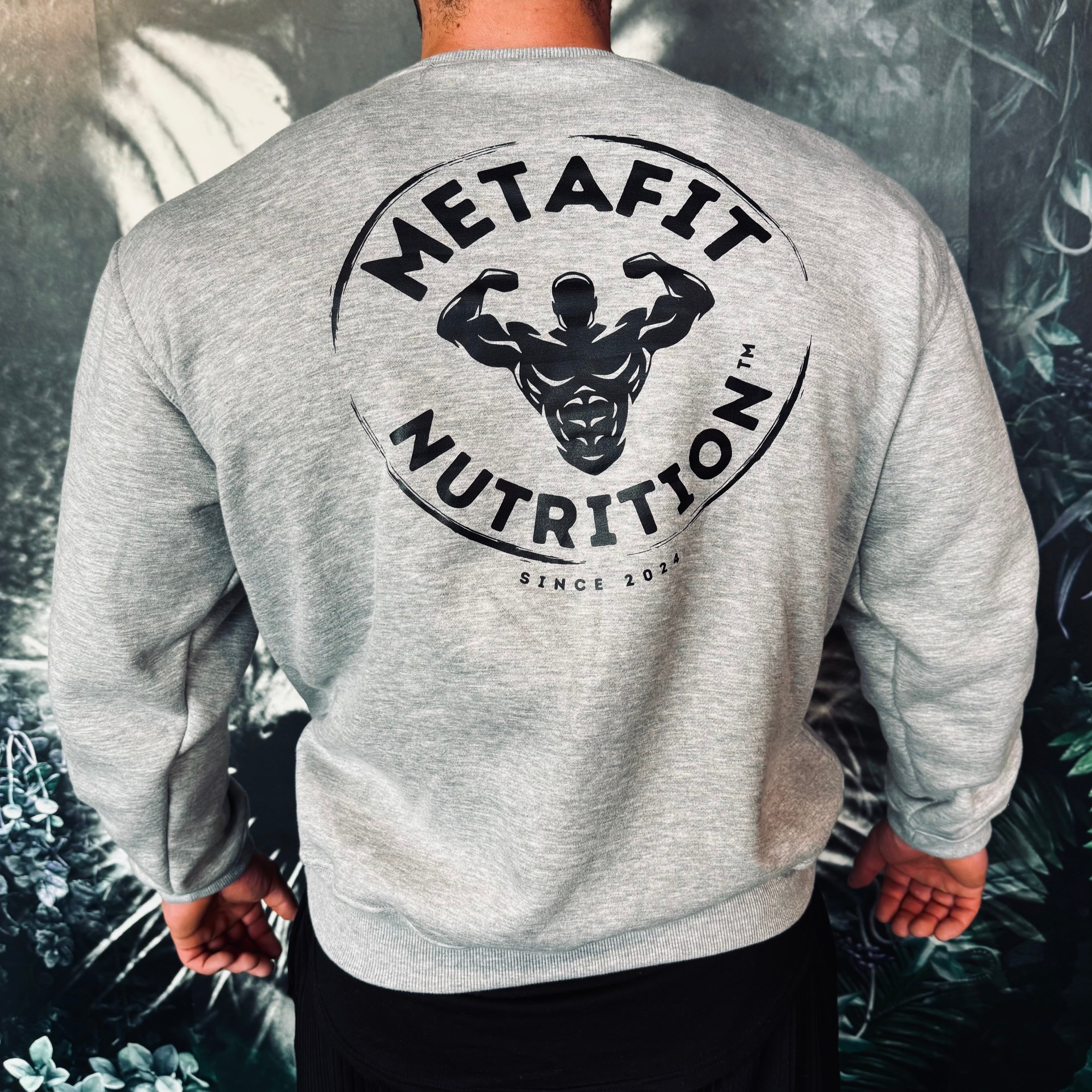 pull metafit nutrition gris logo dos oversize fitness