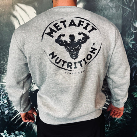 pull metafit nutrition gris logo dos oversize fitness
