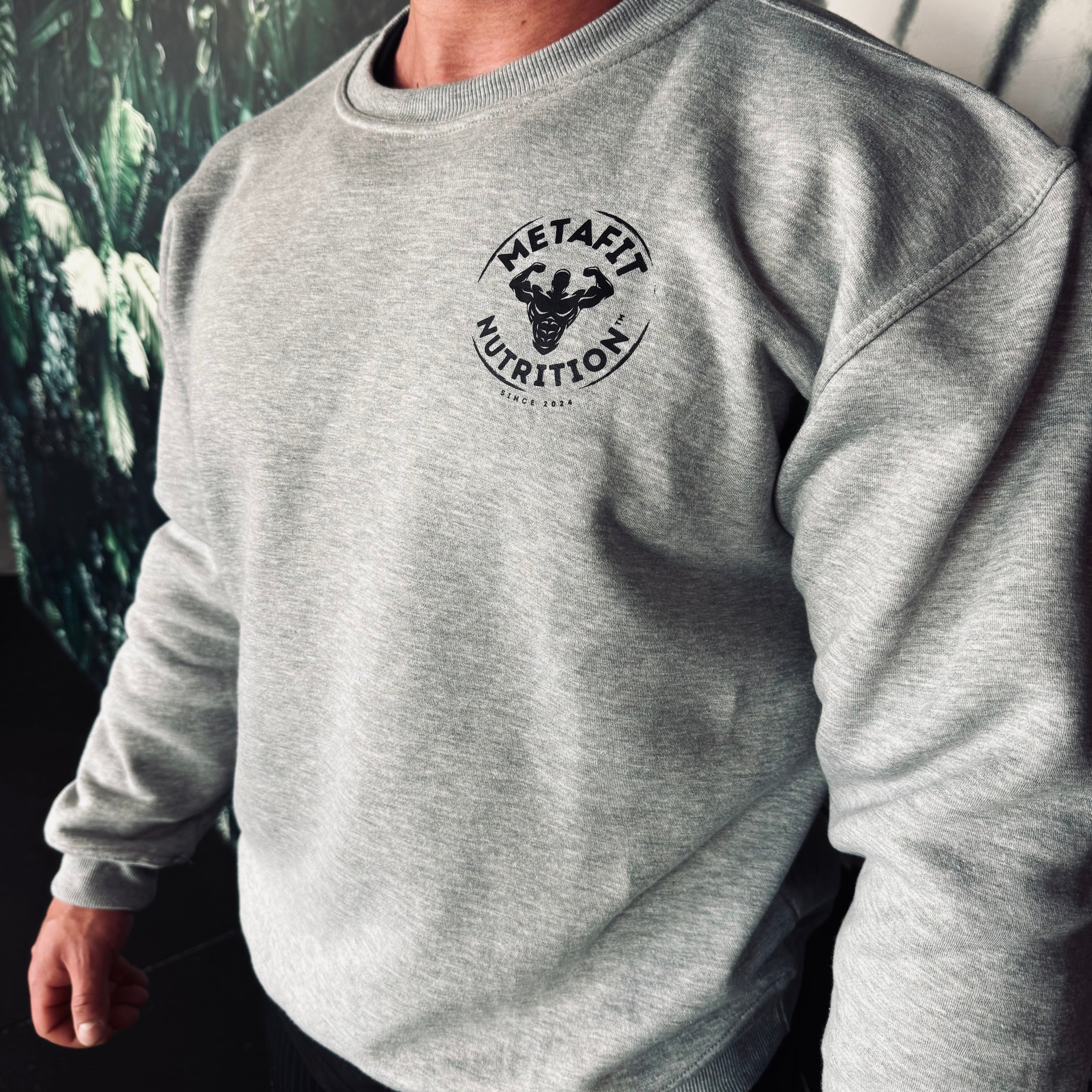 pull metafit nutrition gris logo poitrine oversize