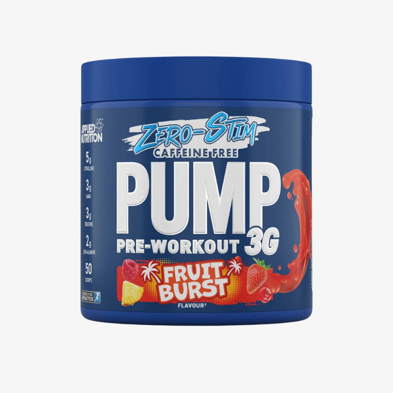 pre workout pump 3g zero stim fruit burst applied nutrition 375g