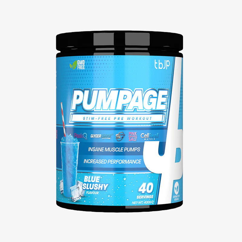 pre workout pumpage blue slushie trained by jp nutrition 400g