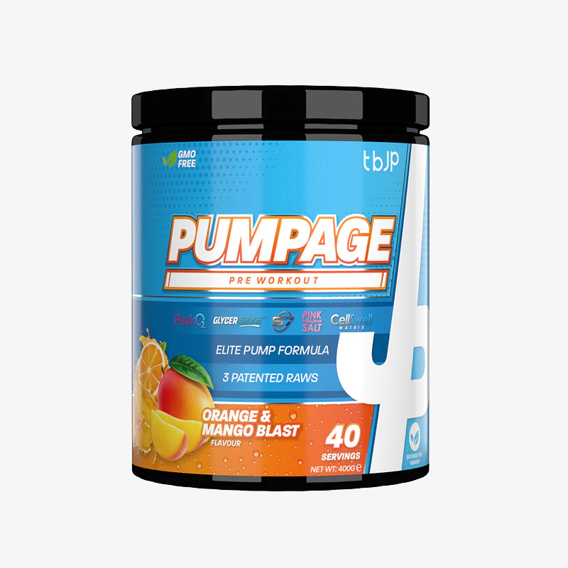 pre workout pumpage orange mangue trained by jp nutrition 400g