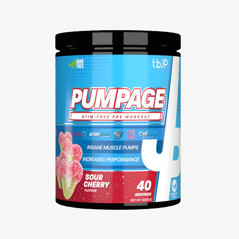 pre workout pumpage sour cherry trained by jp nutrition 400g