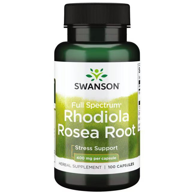 Rhodiola rosea Swanson 400 mg 100 capsules stress fatigue complément adaptogene