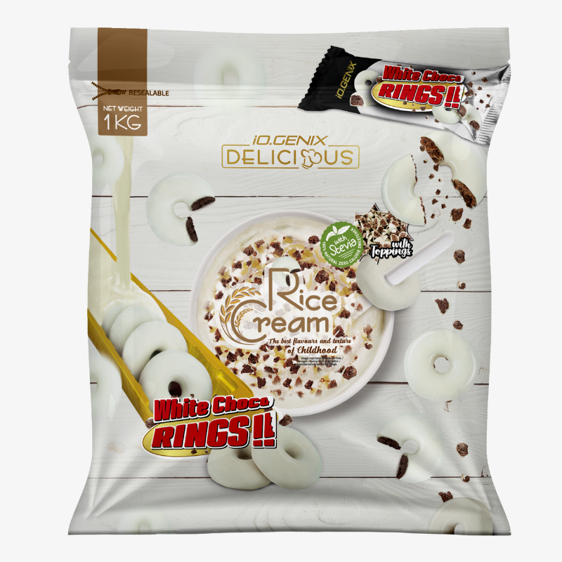 Crème de riz IO Genix white choco rings 1kg glucides digestes fitness