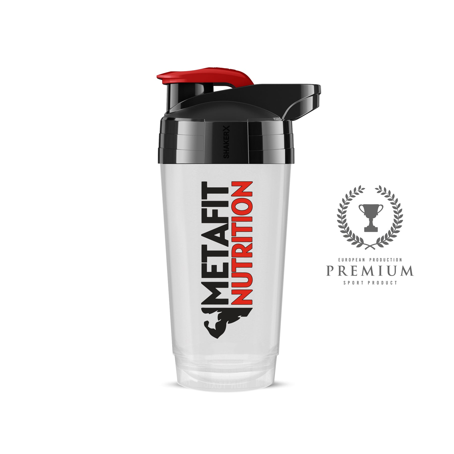 Shaker transparent Metafit Nutrition 600ml sans BPA avec filtre pour whey protéines et boissons fitness