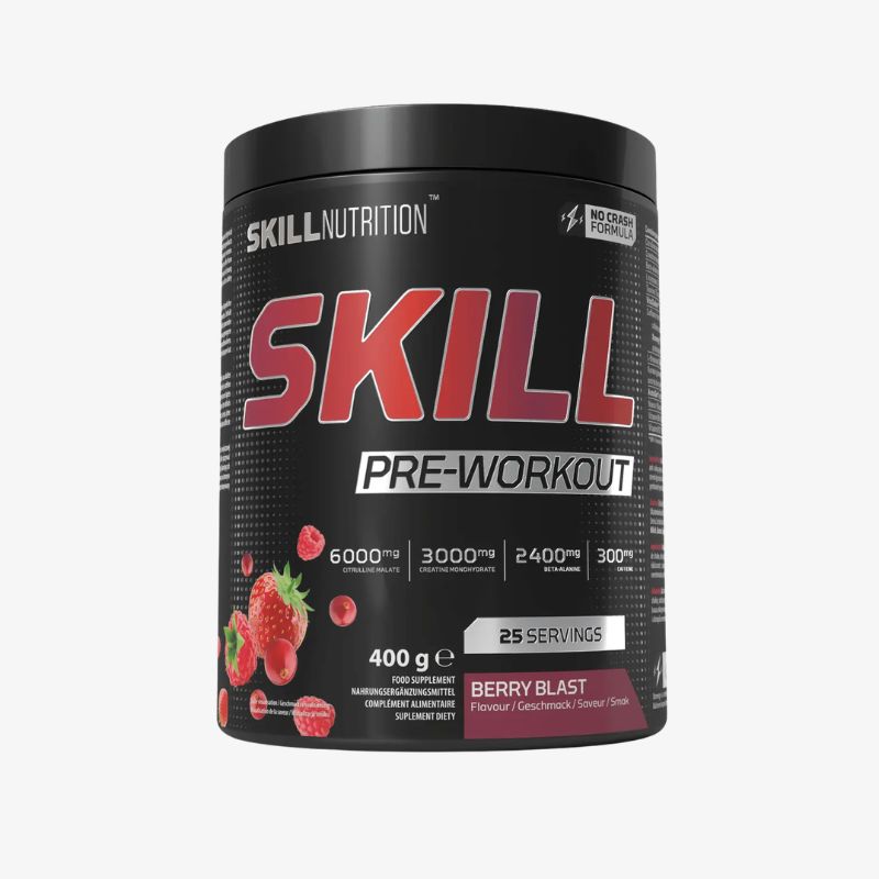Skill Pre-Workout Berry Blast Skill Nutrition 400g complément pré workout énergie et performance