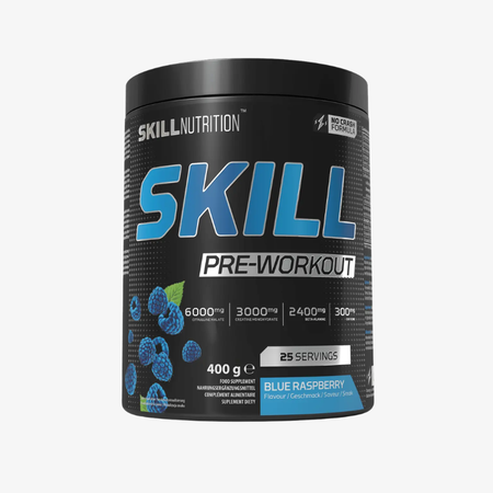 Skill Pre-Workout Blue Raspberry Skill Nutrition 400g booster pré entraînement énergie focus