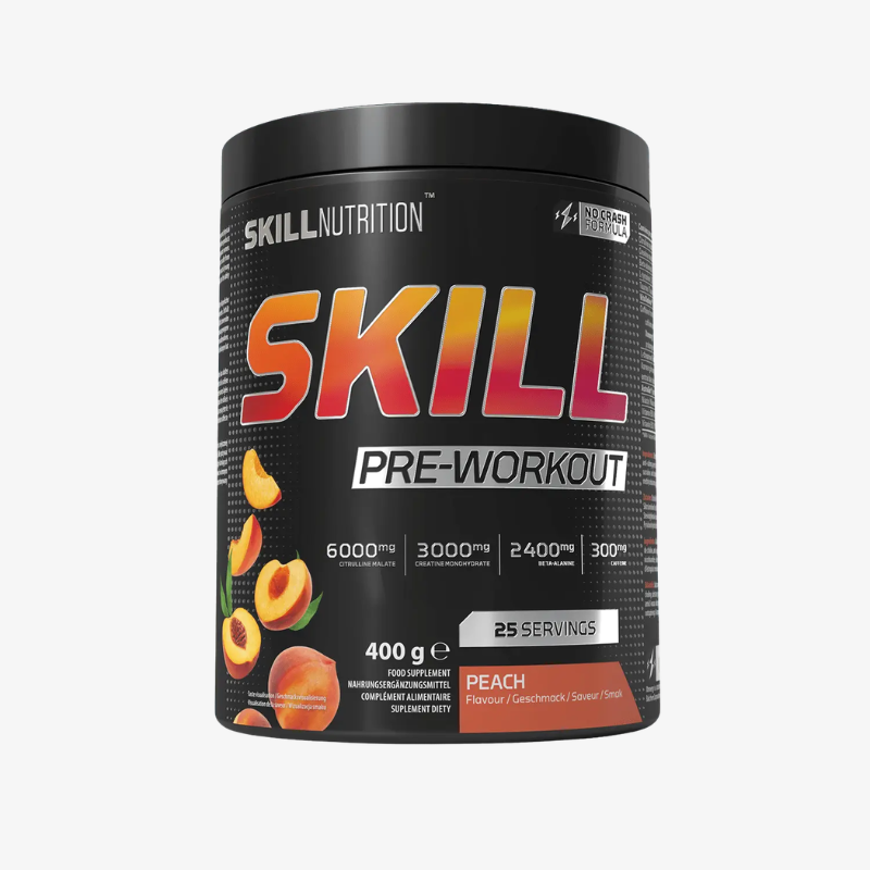 Skill Pre-Workout Peach Skill Nutrition 400g pré workout énergie performance sportive