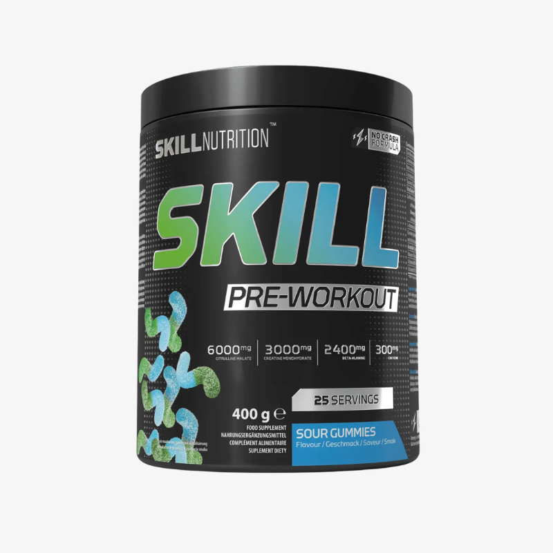 Skill Pre-Workout Sour Gummies Skill Nutrition 400g booster pré entraînement énergie focus performance