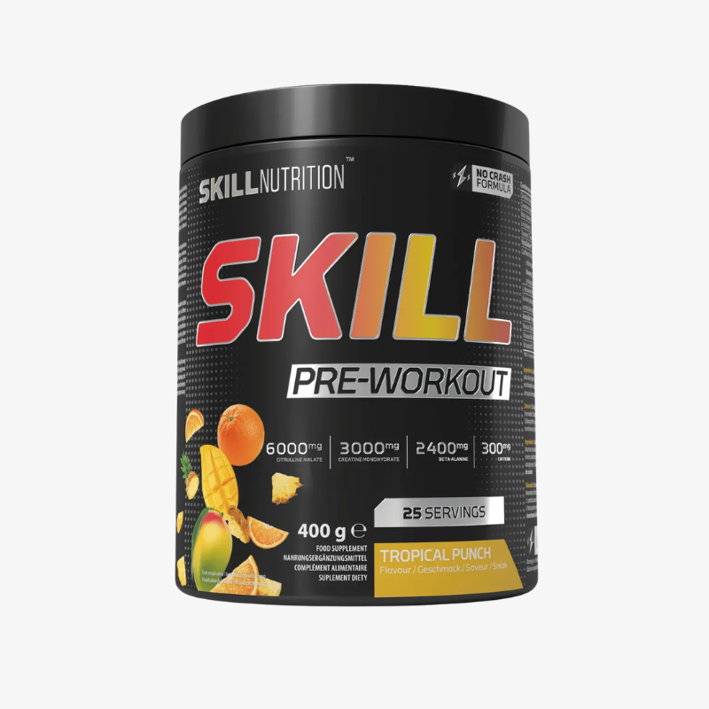 Skill Pre-Workout Tropical Punch Skill Nutrition 400g complément pré workout énergie et focus