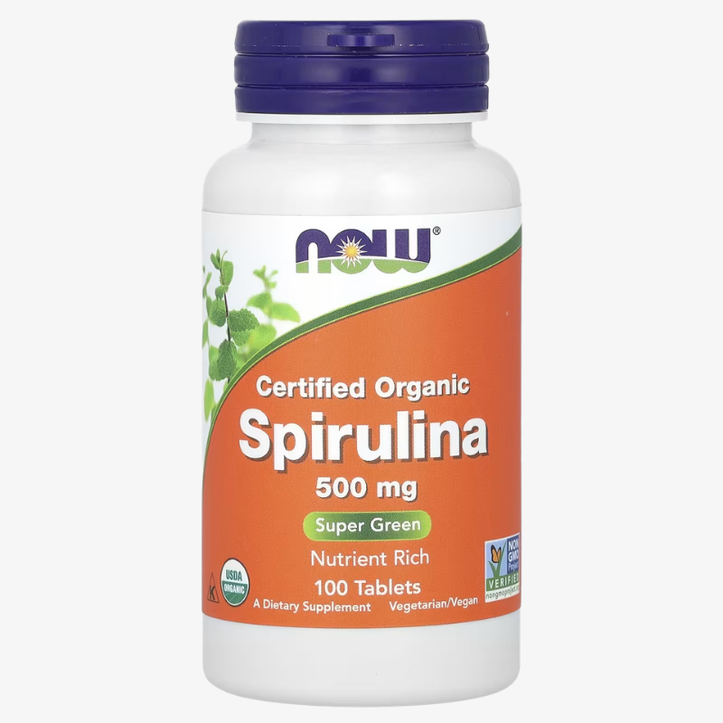Spiruline NOW Foods 500mg 100 comprimés complément alimentaire spiruline bio riche en protéines et nutriments