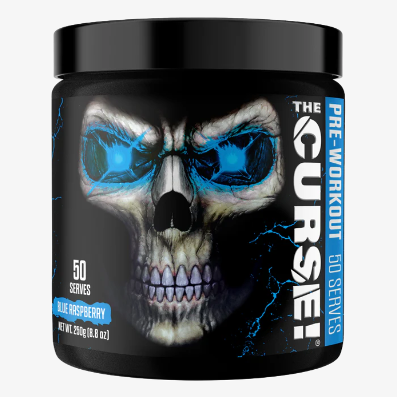 The Curse pre workout 50 servings Blue Raspberry 350mg caffeine pre workout musculation