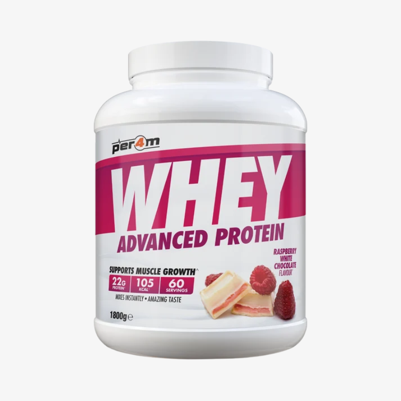 Whey Protein Per4m protéine whey goût Chocolat Blanc Framboise 1,8 kg