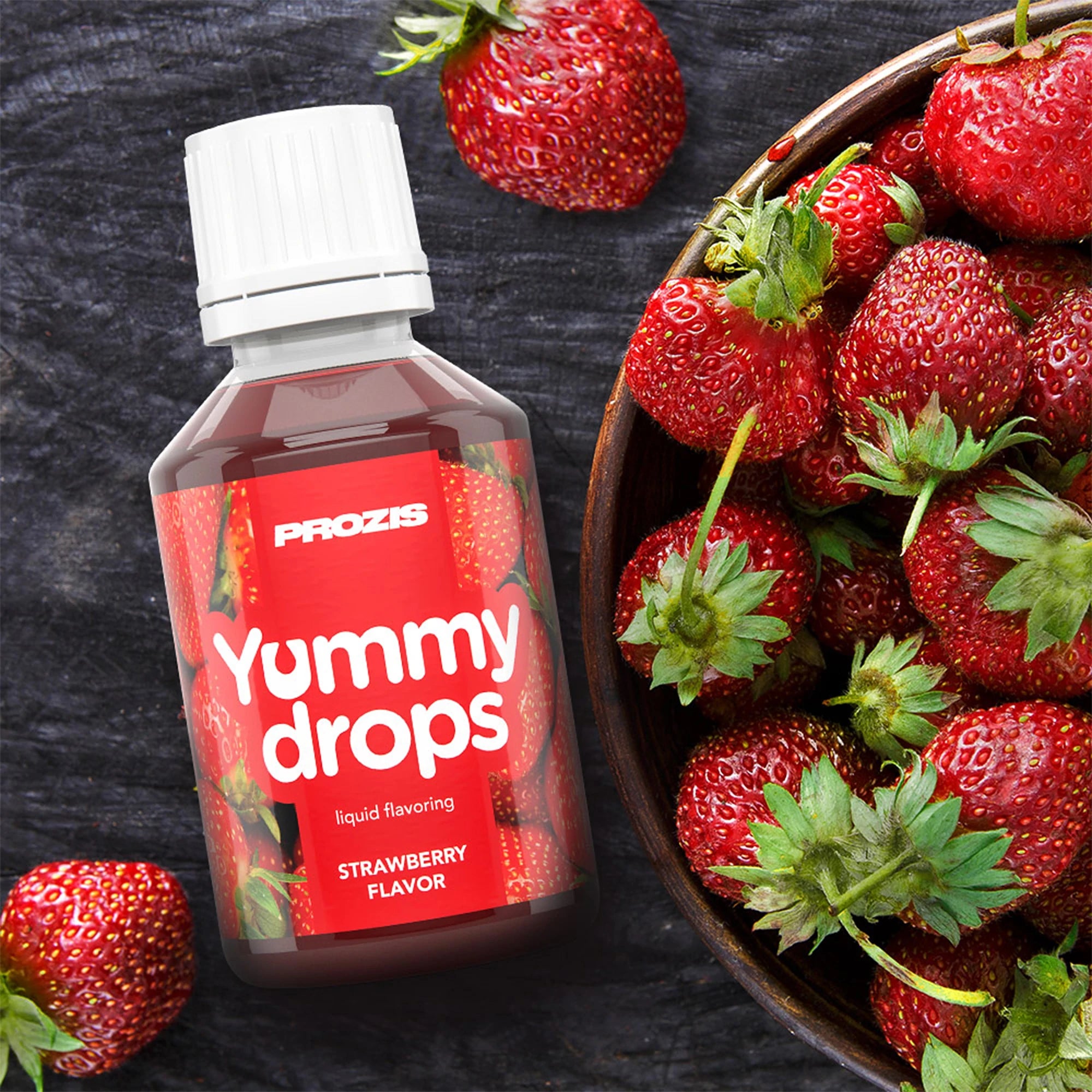 Yummy Drops Prozis fraise arôme liquide sans sucre pour whey yaourt fromage blanc et desserts